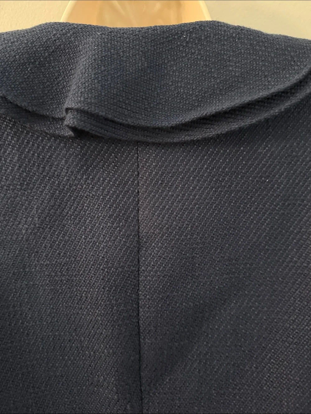 Magaschoni Navy Ruffle-Front Blazer
